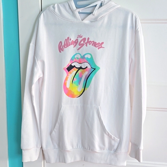 the Rolling Stones Tops - The Rolling Stones hoodie New w out tags Rock Band White Sz Small NWOT Long Slee